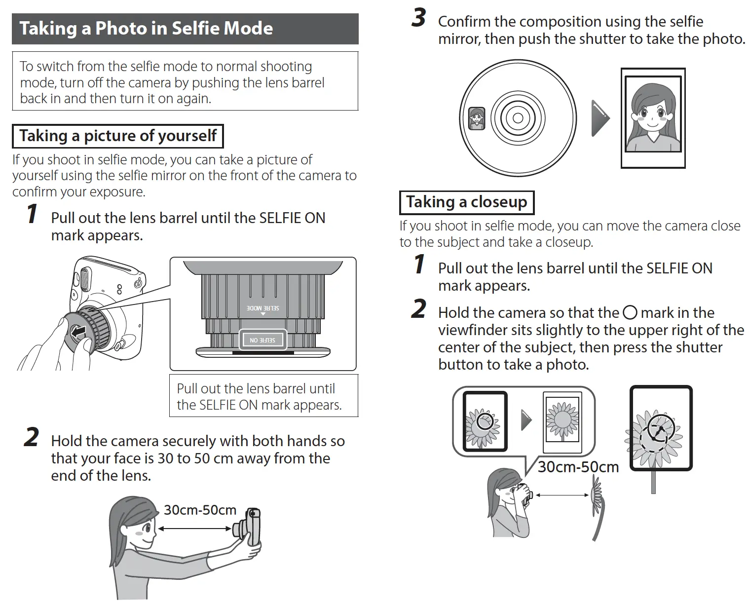 Steps for Using the Selfie Mode on Instax Mini 11