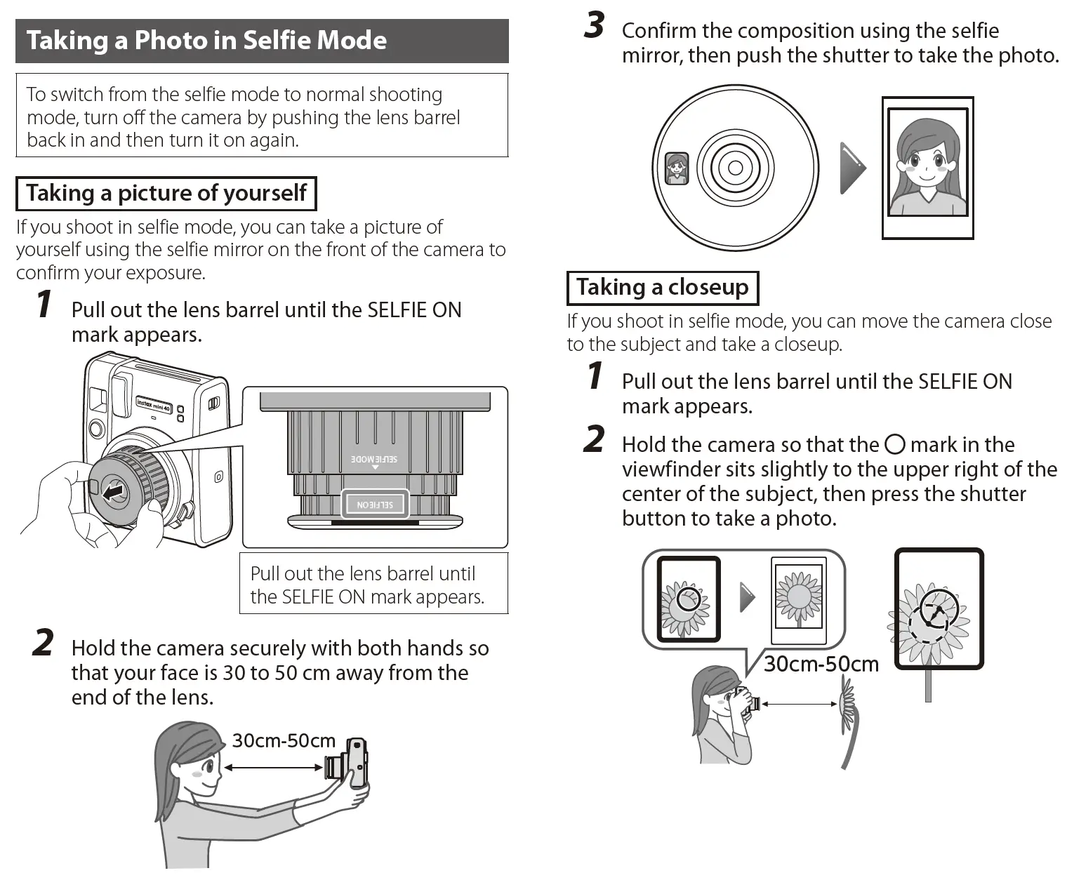 Steps for Using the Selfie Mode on Instax Mini 40