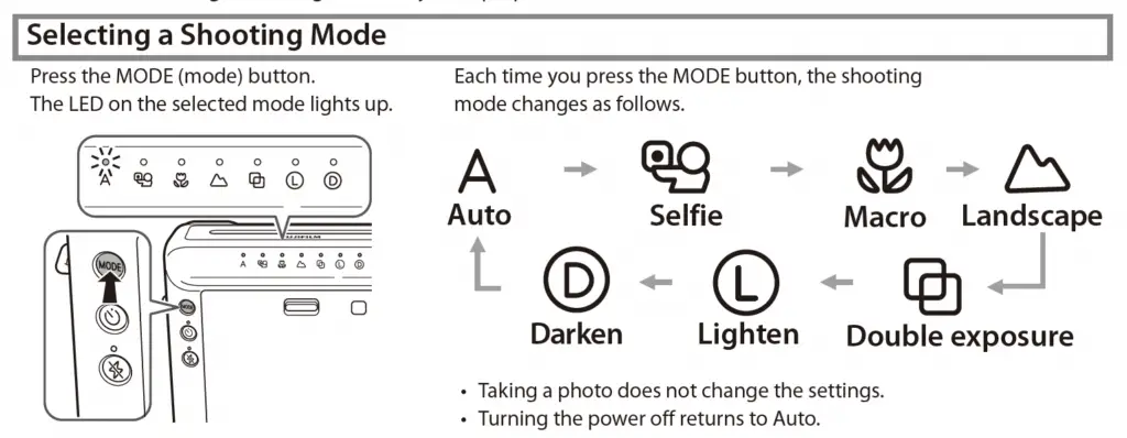 How To Select Shooting Modes on the Instax SQ20