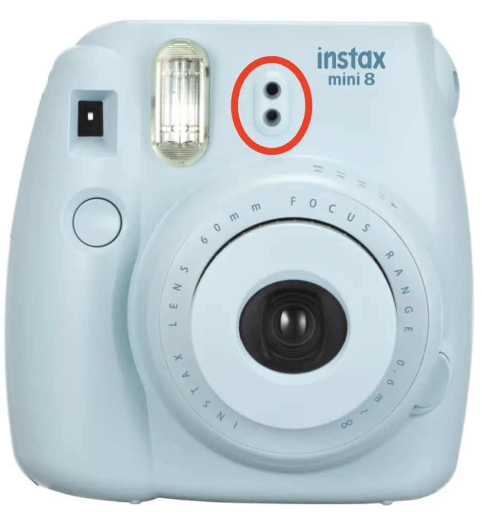 The two small holes on the Instax Mini 8 that calculates exposure