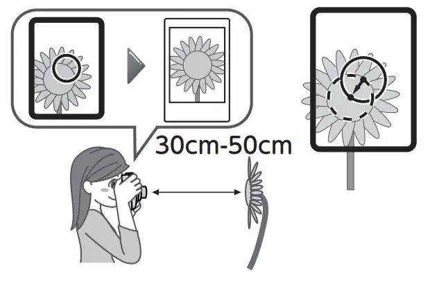 The focus range of the Instax Mini 11 when using selfie mode is between 11.8 in. - 8.8 ft (0.3m to 2.7 m).