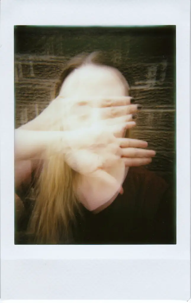 A Selfie on Instax Mini Film Without Looking at the Camera and using a double exposure mode