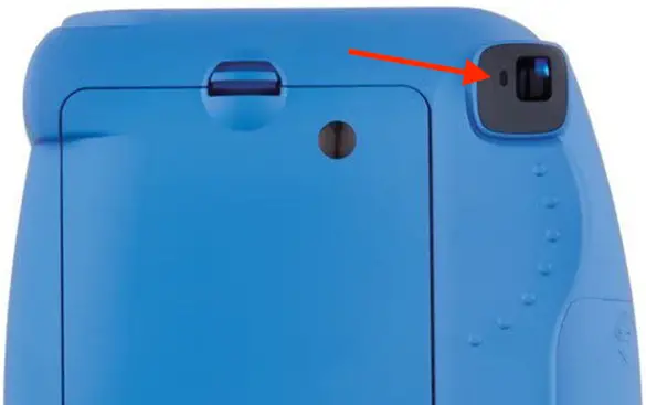 The light on the back of an Instax Mini 9 will blink red to indicate low batteries