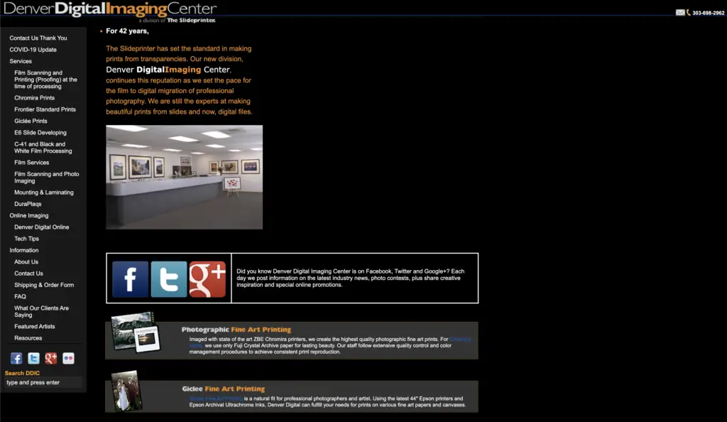 Denver Digital Imaging Center Website
